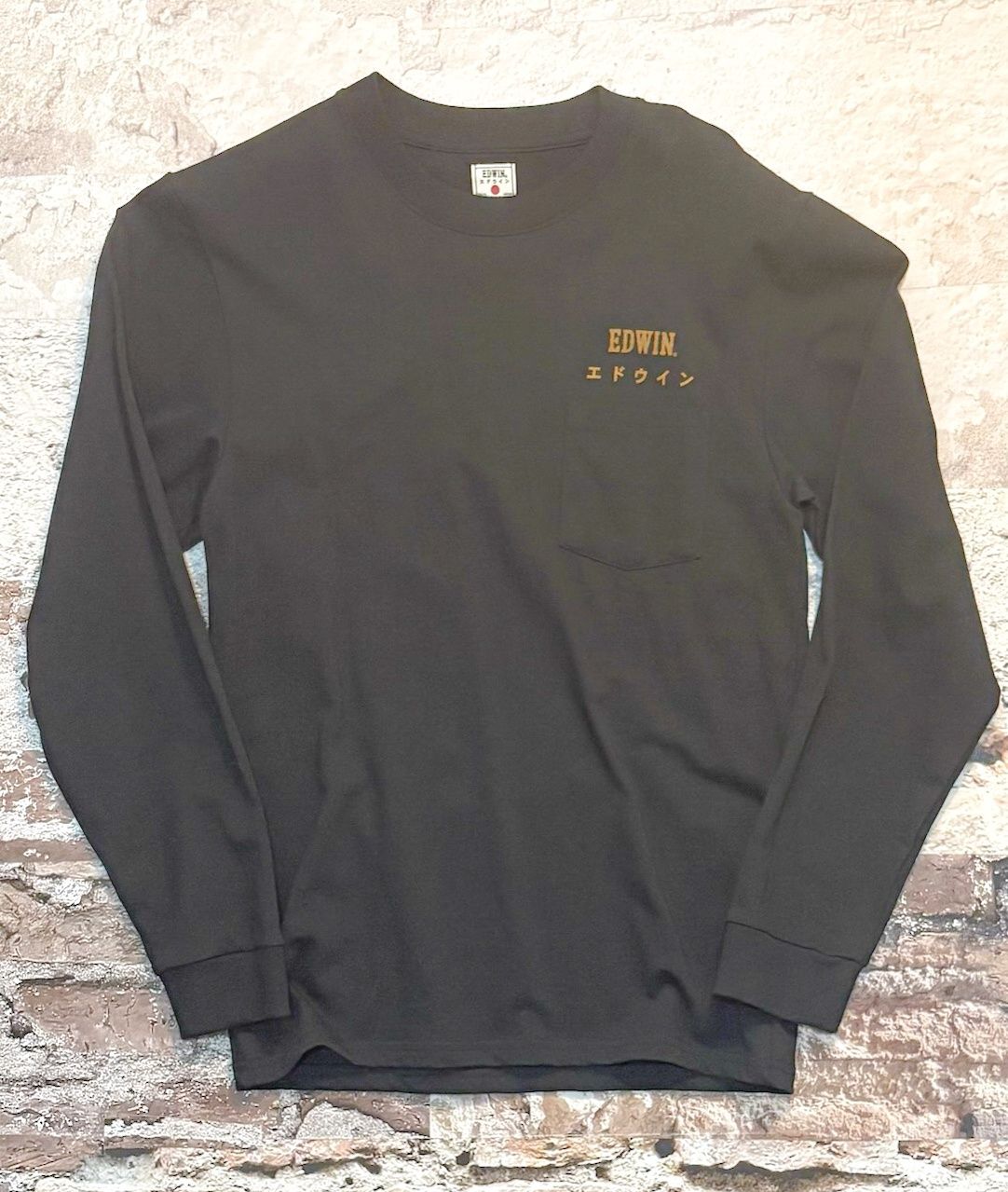 Organic Cotton L/S Pocket Tee, Color: Black, Size: S