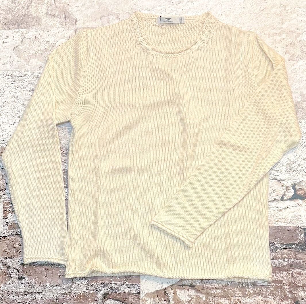 Roll Trim Sweater, Color: Cream, Size: S