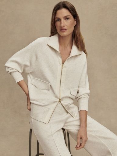roxbury zip through, Size: M, Colour: ivory marl, Season: 2330