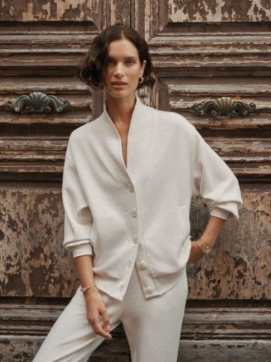celeste button through sweat, Size: L, Colour: ivory marl, Season: 2511