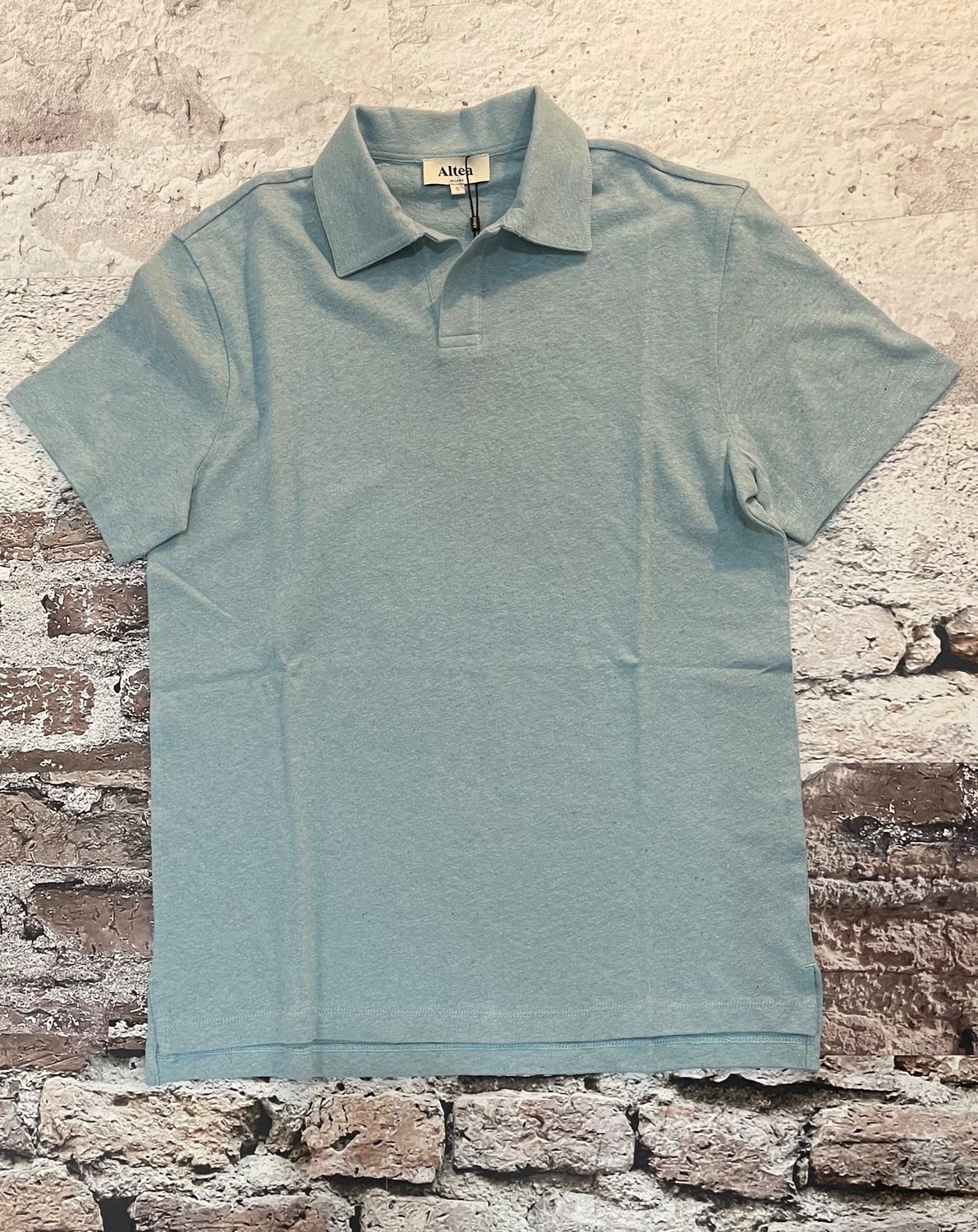 Jersey Cotton/Linen Polo, Color: Celeste, Size: S