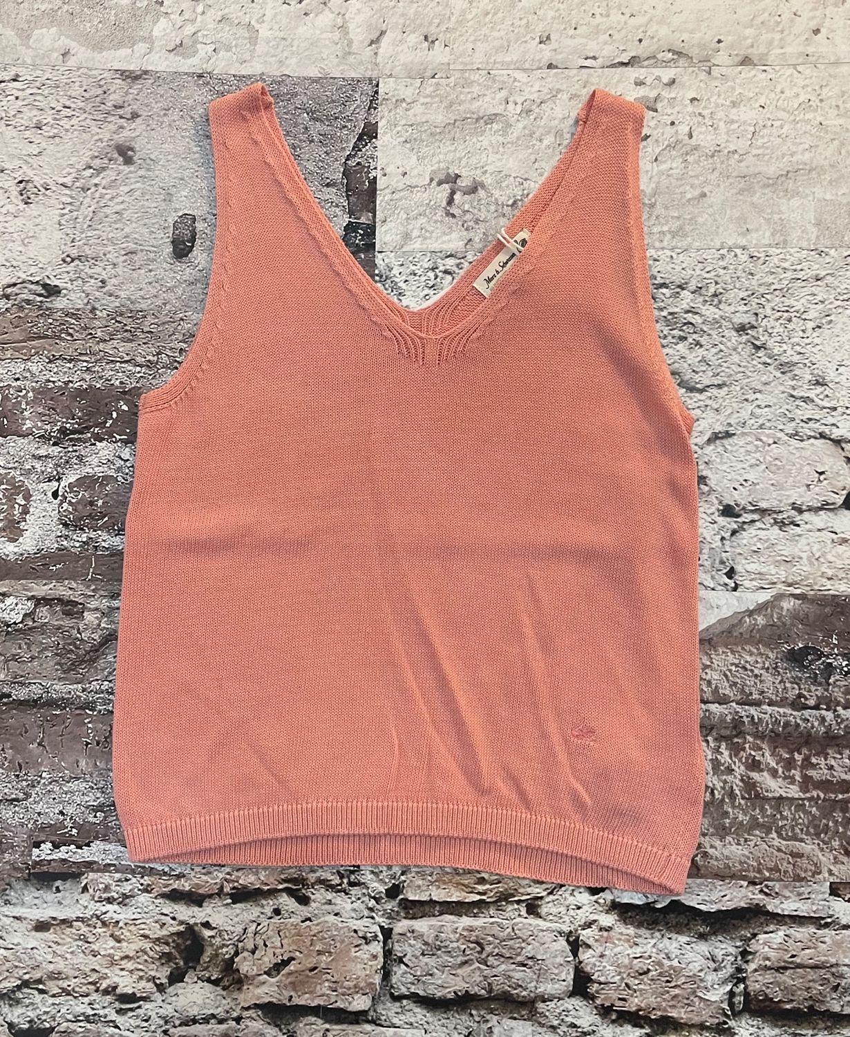 Knitted Top, Organic Cotton, Relaxed Fit, Color: Peach, Size: 3/XS, Season: SS