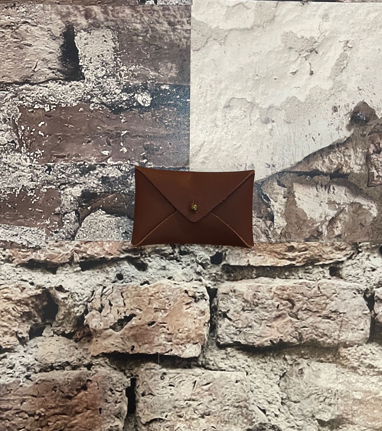 Leather Button Card Wallet, Color: Red Maple