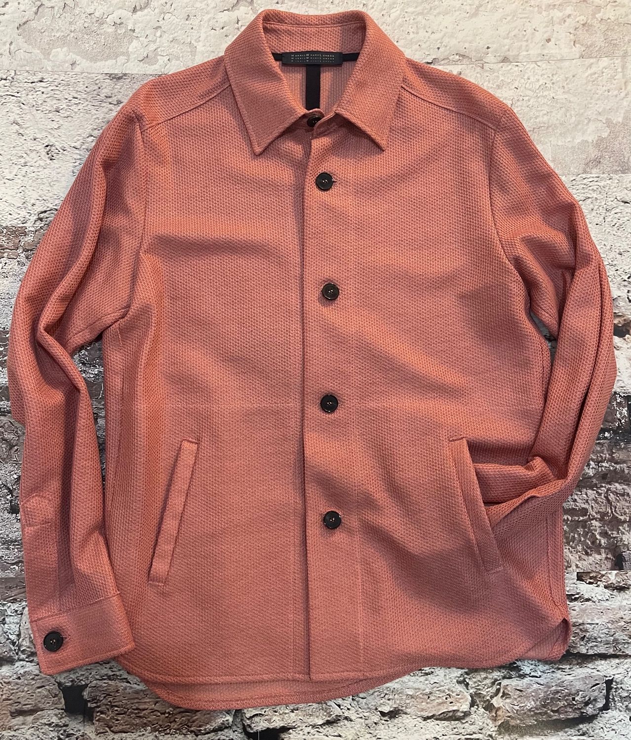 Linen Honeycomb Shirt Jacket, Color: Watermelon, Size: S/48