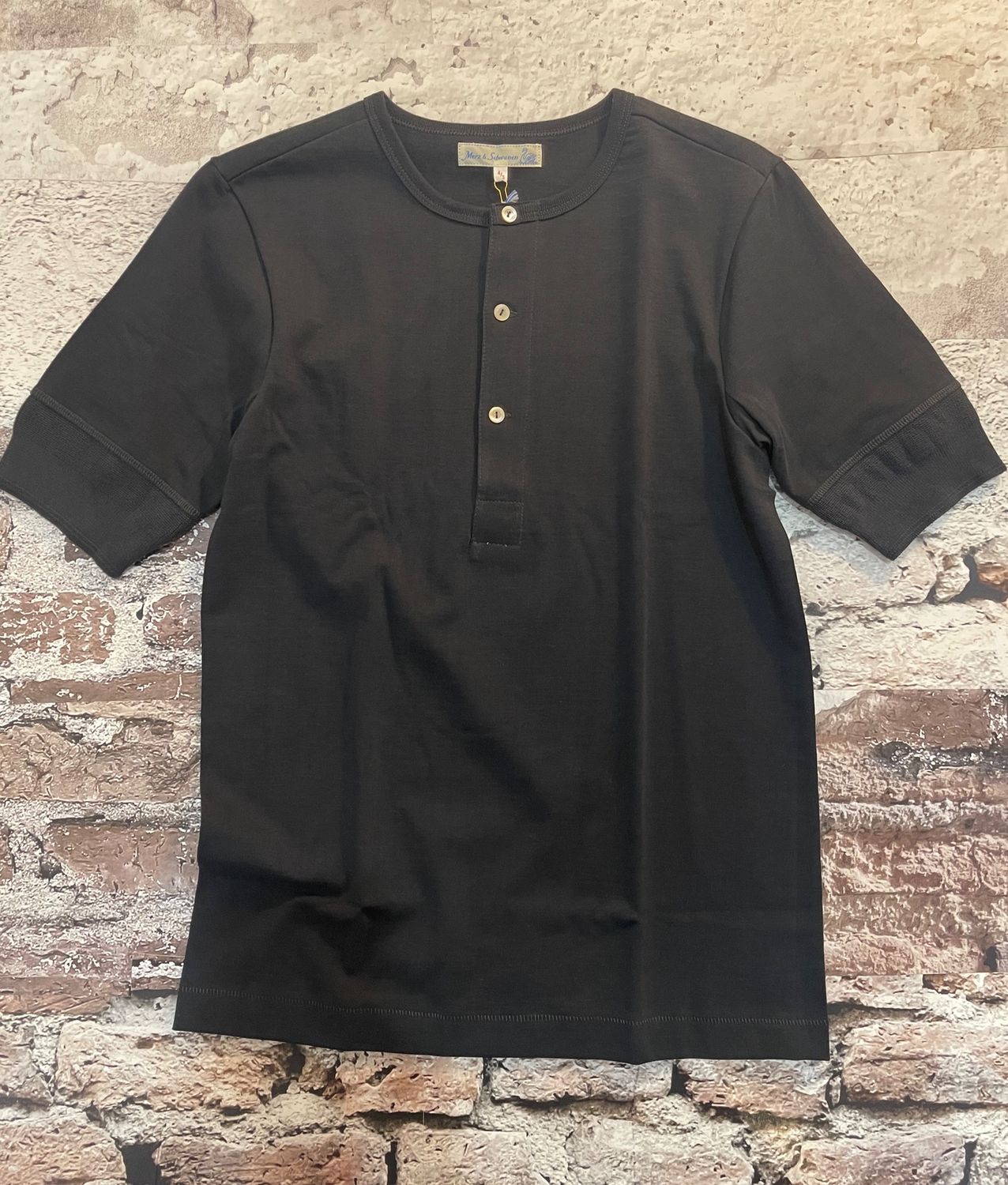 Loopwheeled S/S 7.2 oz Classic Fit Henley, Color: Charcoal, Size: S