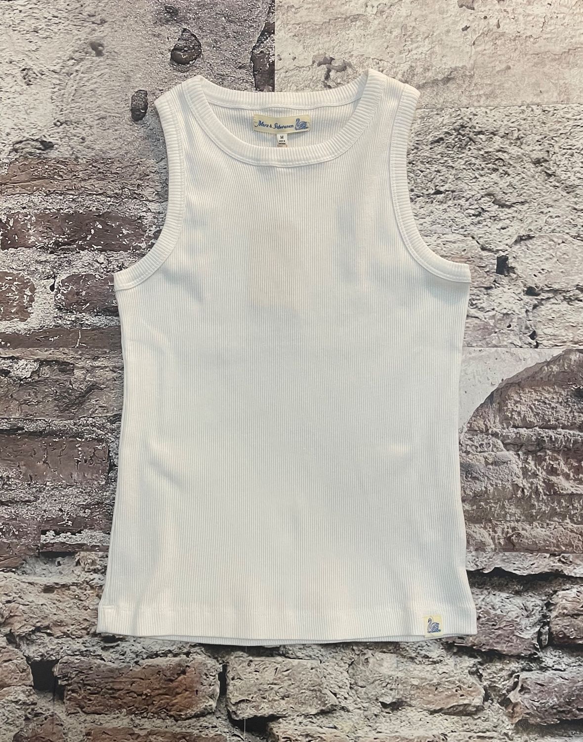Organic Cotton Ribbed Narrow Fit Tanktop, Color: White, Size: XS