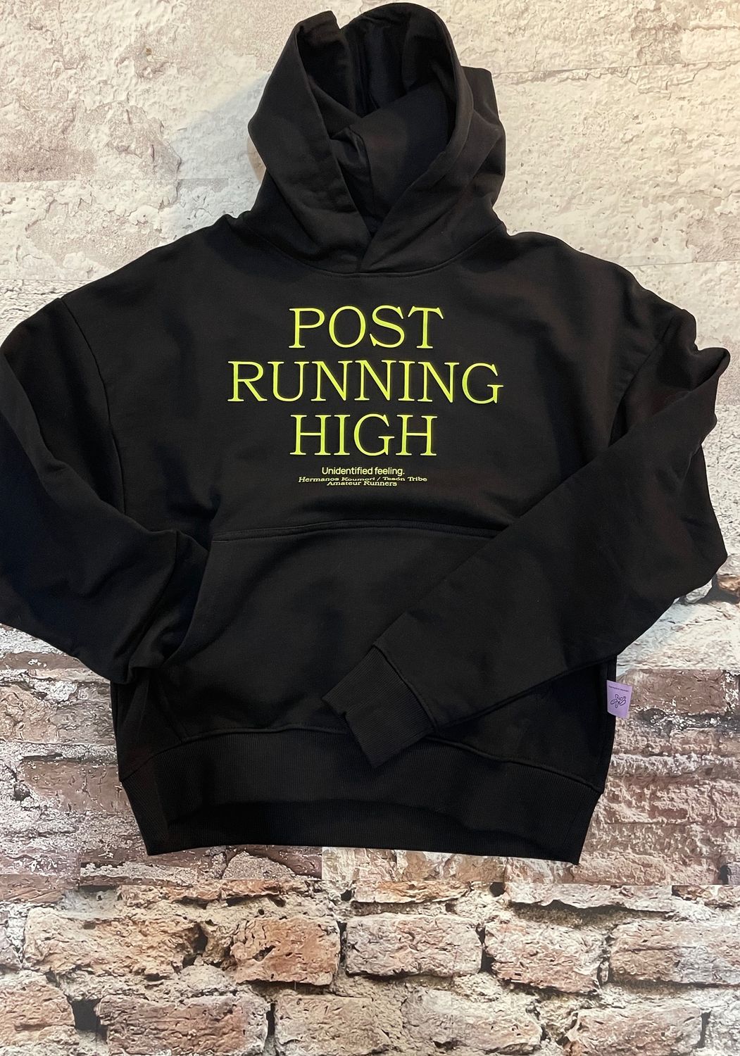 Post Running High Boulder Hoodie, Color: Black Garment Dye, Size: S