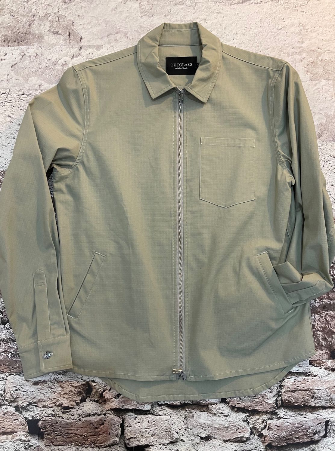 Ripstop Zip-Up Overshirt, Size: Medium, Color: Mint