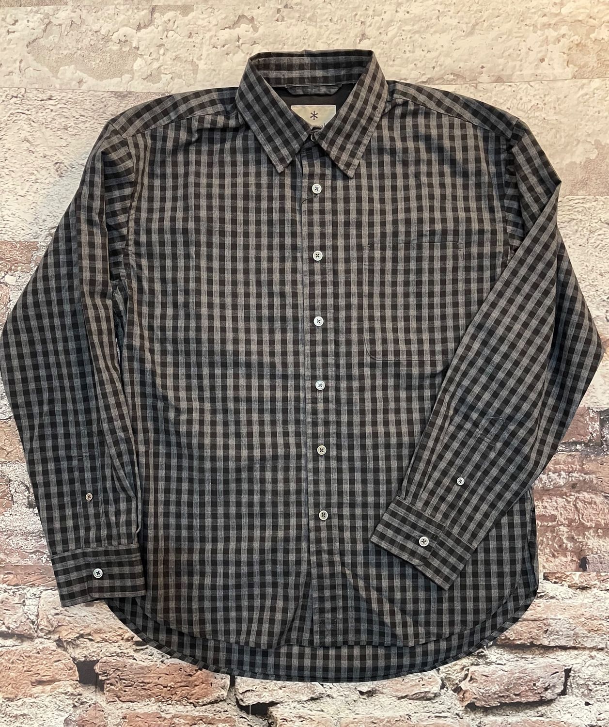 Gingham Check Shirt, Color: Black, Size: S