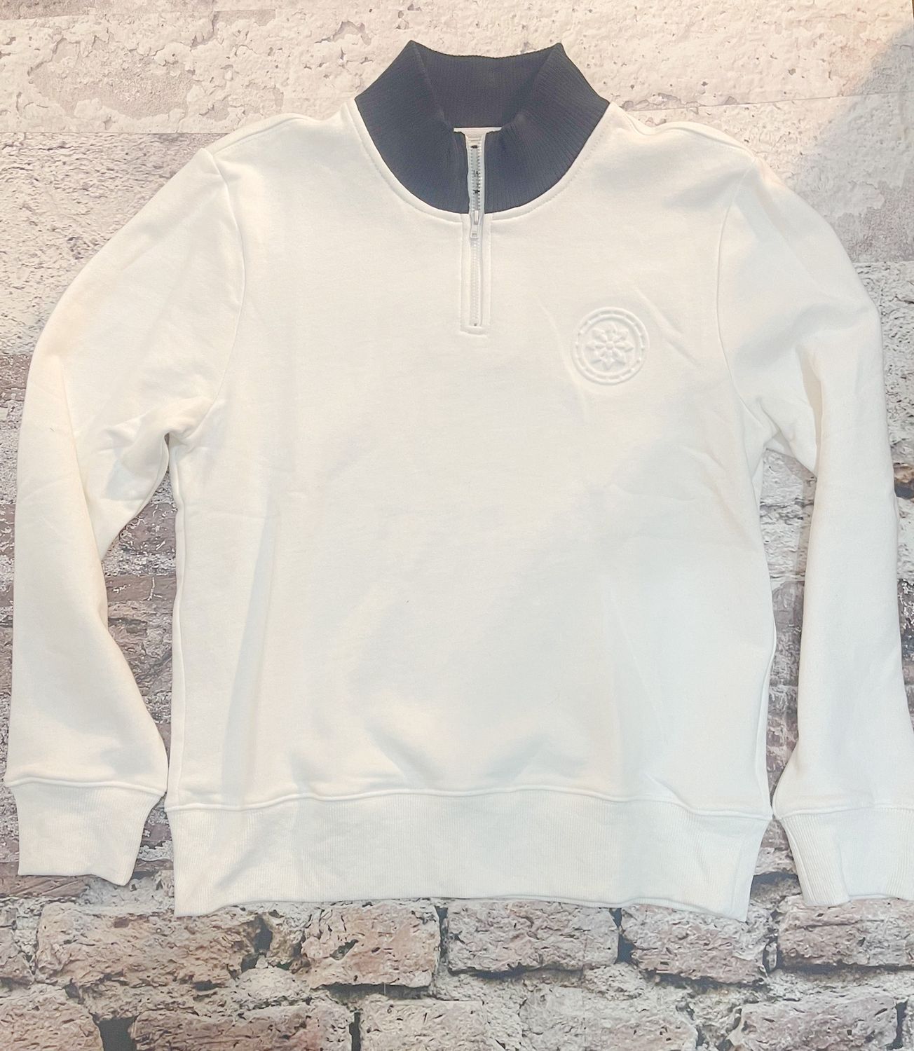 Champlain 1/4 Zip Pull Over, Color: White/Navy, Size: S