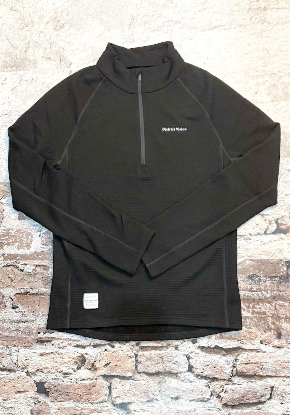 Half-Zip Merino Grid Fleece, Color: Black, Size: S