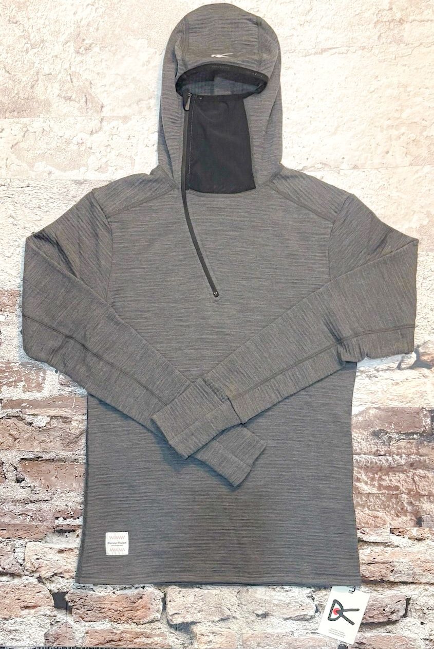 Hooded Merino Grid Fleece, Color: Carbon, Size: S