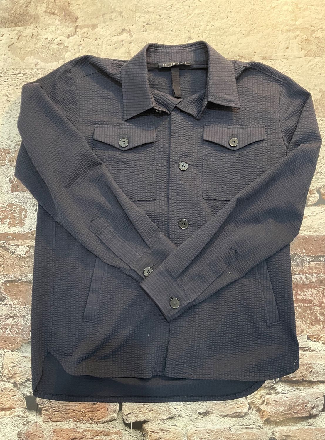 Coolmax Seersucker Shirt Jacket, Color: Black/Blue, Size: 48