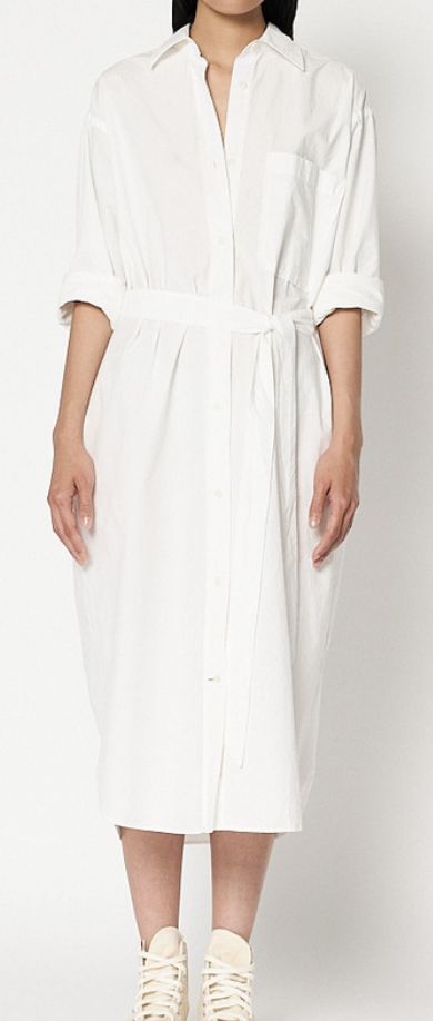The Shirt Dress, Organic Cotton Poplin, 4.2 OZ, Relaxed Fit, Color: White, Size: 3/XS, Season: SS