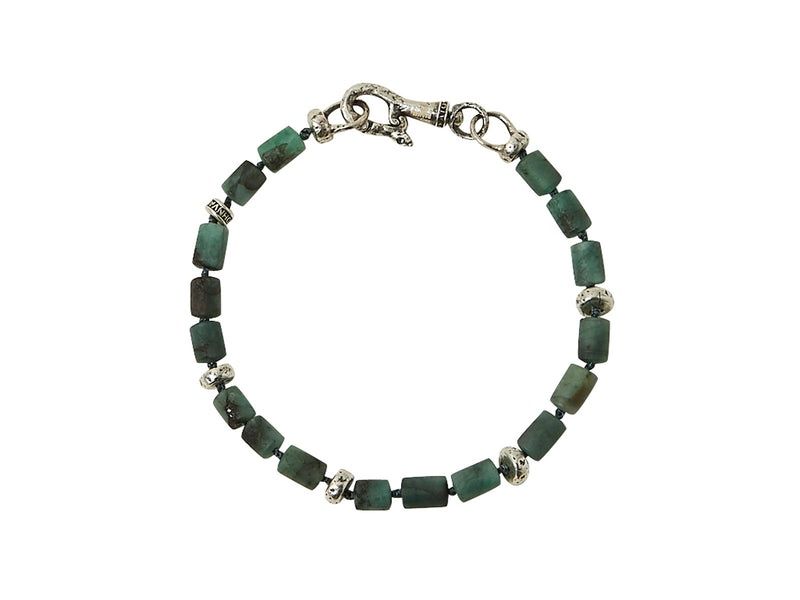 Emerald &amp; Silver w/ Scull Clasp Bracelet