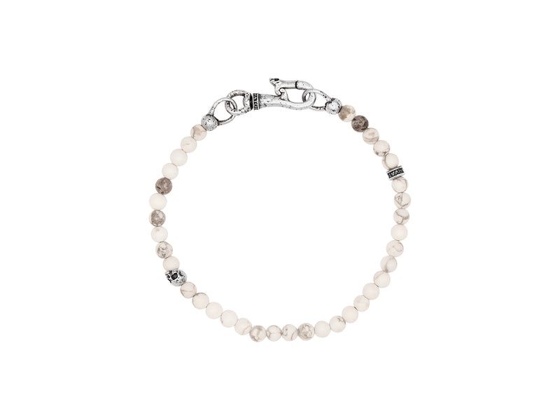 Sterling Silver&amp; Cabochon w/ Scull Clasp Bracelet