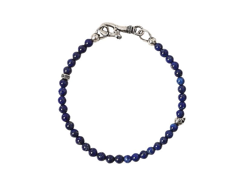 Silver &amp; Lapis Skull Head w/ Silver Fold Over Clasp