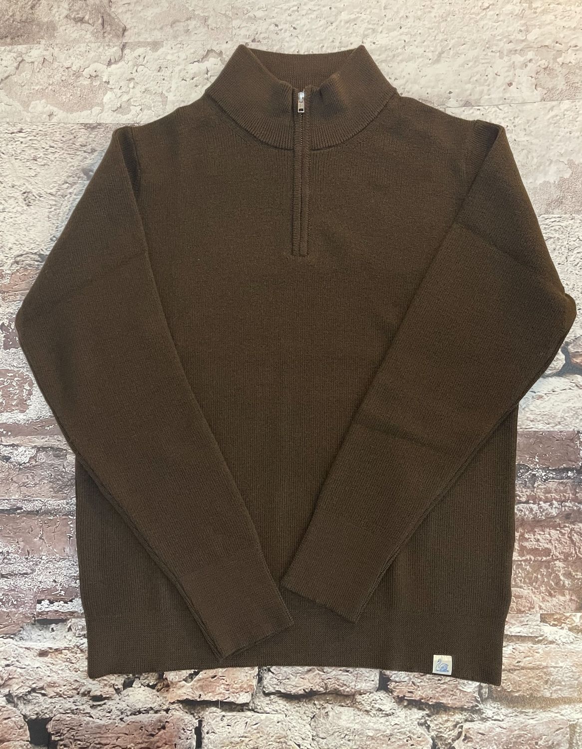 MWXP04 Half Zip Classic Fit Merino Ribbed Pull Over, Color: Coffee, Size: M