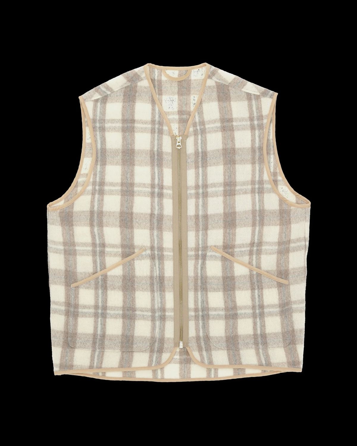 Plaid Wool Sherpa Vest