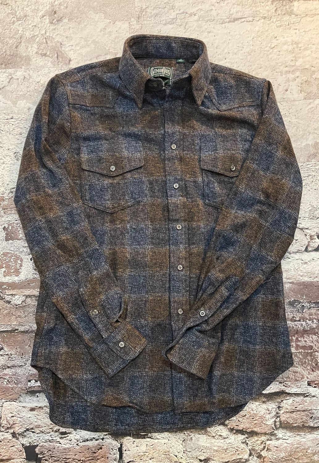 Heavy Brown Check Tweed Button Western