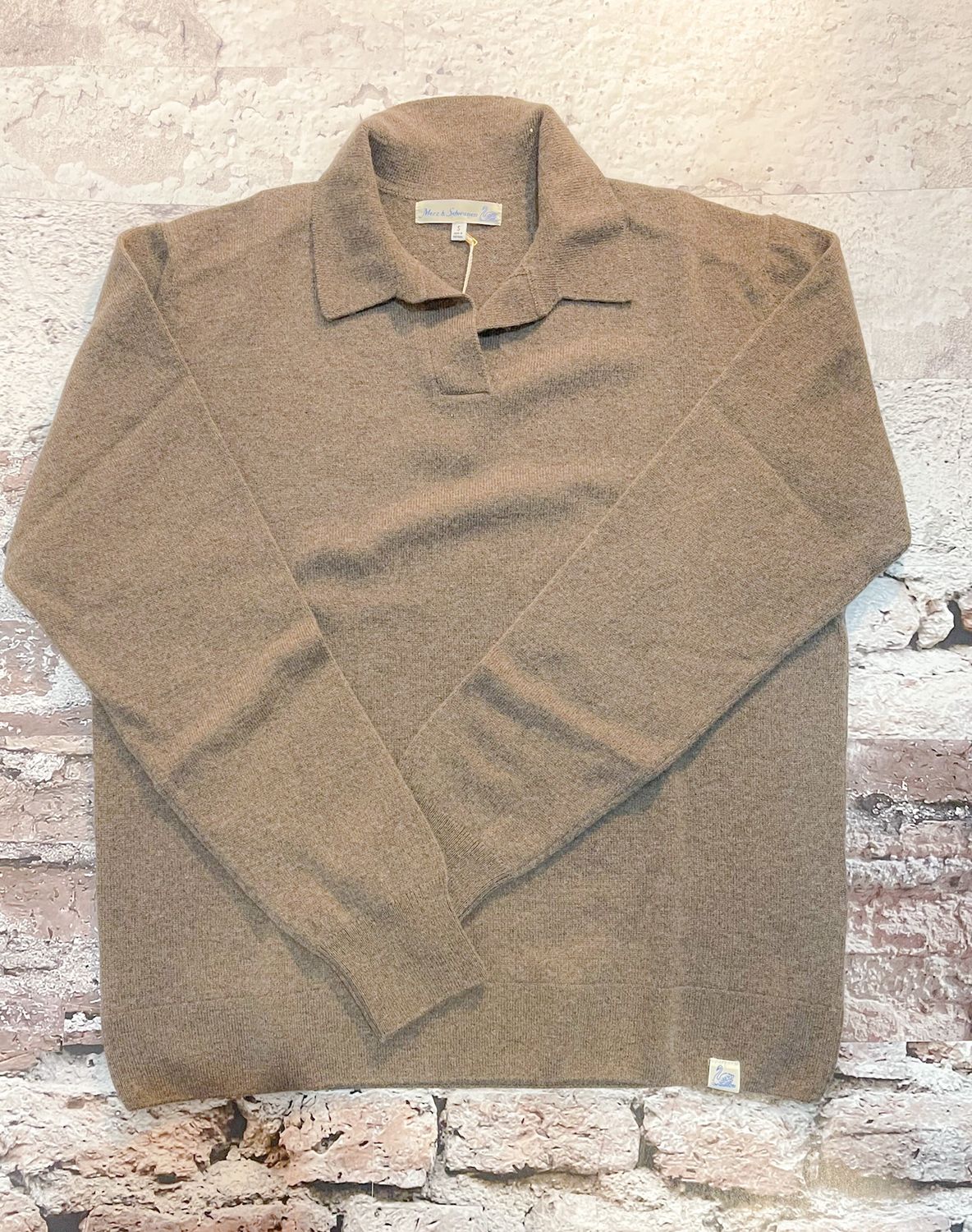 LS Knitted Polo, Color: Grain, Size: Small