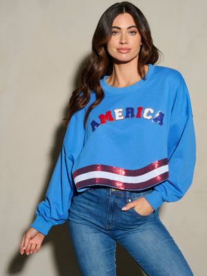 Women&#39;s Sequins America Patriotic Sweater