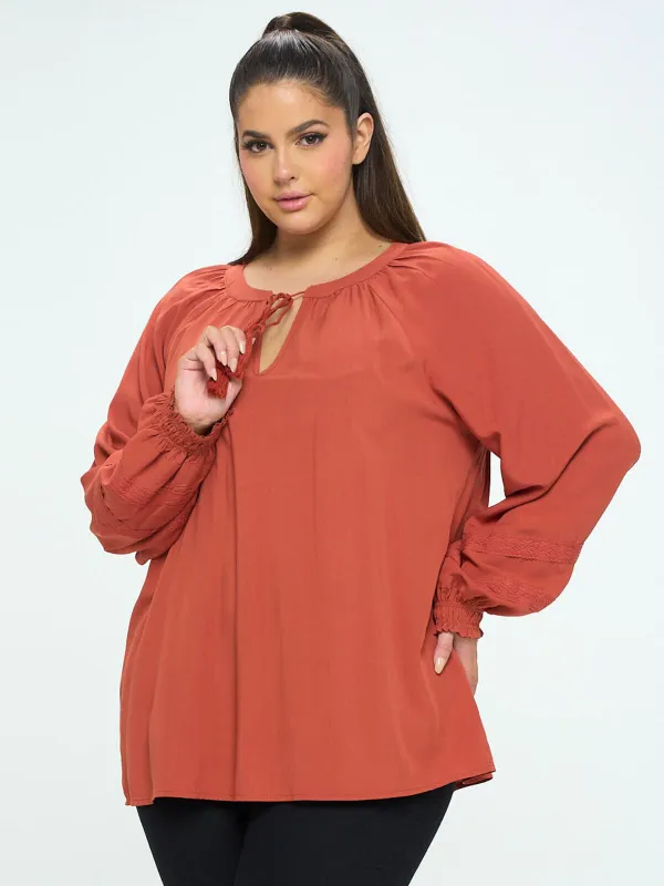 Women&#39;s Lace Detailed Tunic Blouse Top - Stylish and Elegant