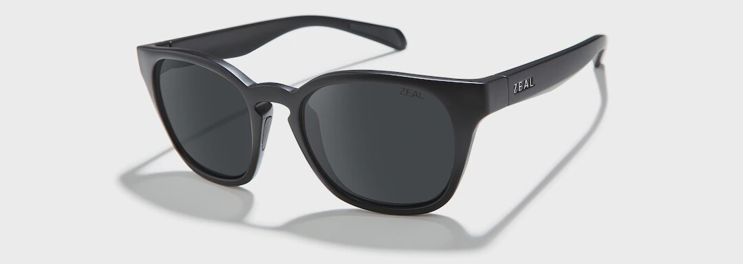 Zeal Optics Sunglasses, Style: WINDSOR - Matte Black / Dark Grey
