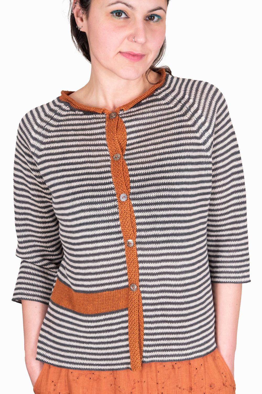 RAGLAN Cardigan,  Colour Zebra Orange,  size S