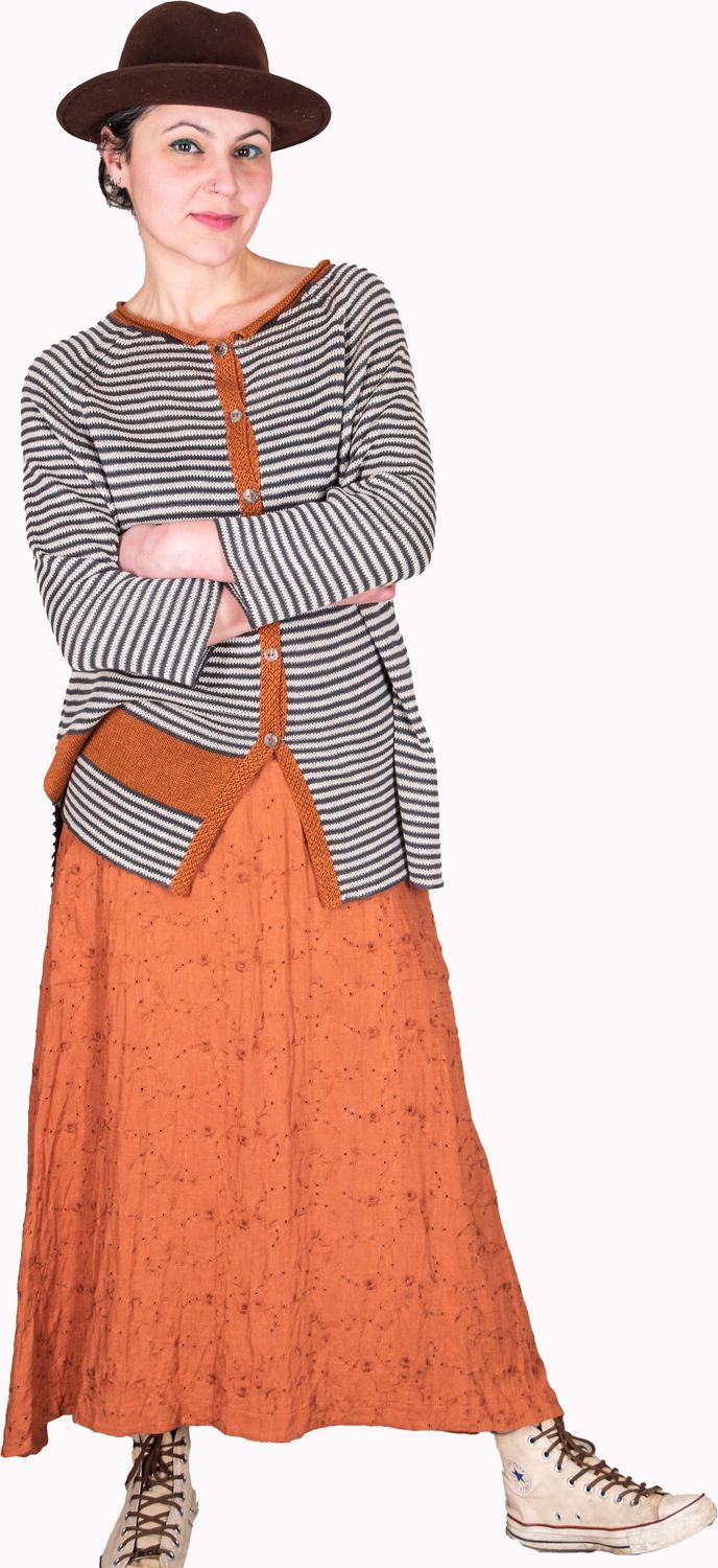 RAGLAN Cardigan,  Colour Zebra Orange,  size L