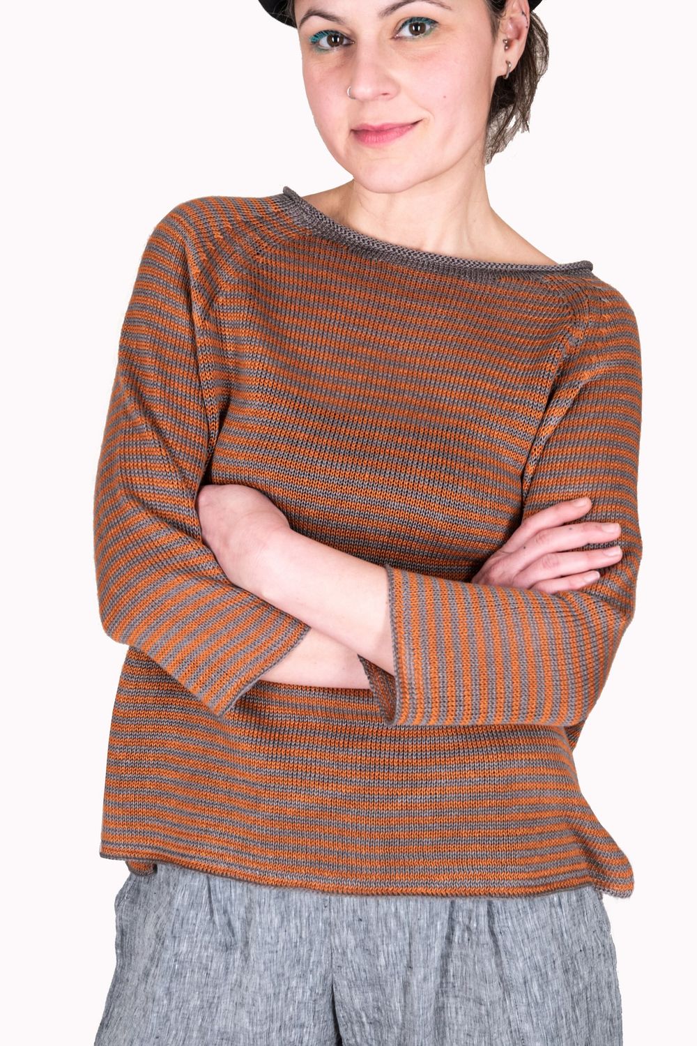 RAGLAN Pullover,  Colour Zebra Taupe/Orange,  size M