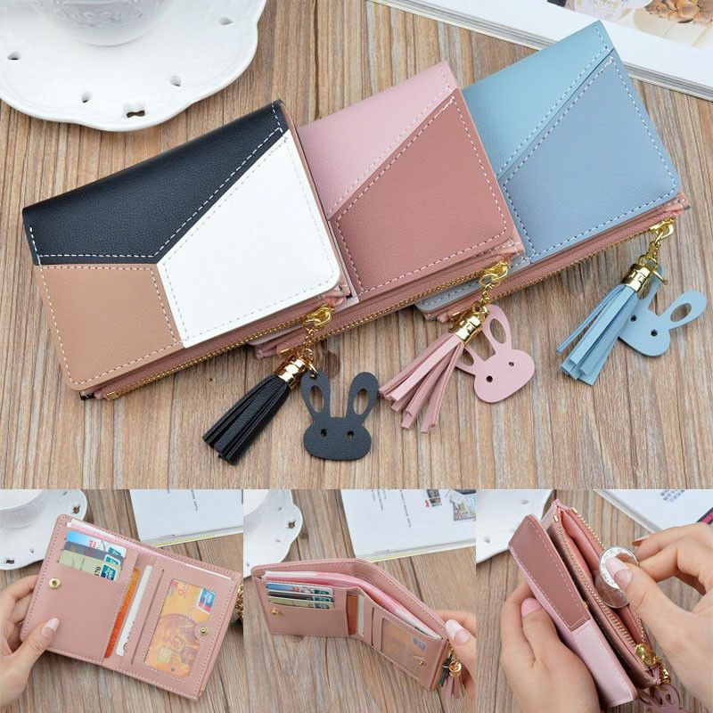 Women Fashion Wallets Zipper Coin Purse Ladies Short Purses Handbags Women Clutch Credit Cards Holder PU Leather Billfold Wallet