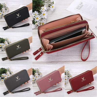 Long Women's Wallet Female Purses Coin Purse Card Holder Wallets Double Zipper Handbag PU Leather Clutch Money Phone Bag