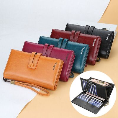 Women's Fashion Leather Wallet Bifold Zipper Wallet Multi-card Slot Purse Wristband Handbag Large Capacity Wallet Phone Bag