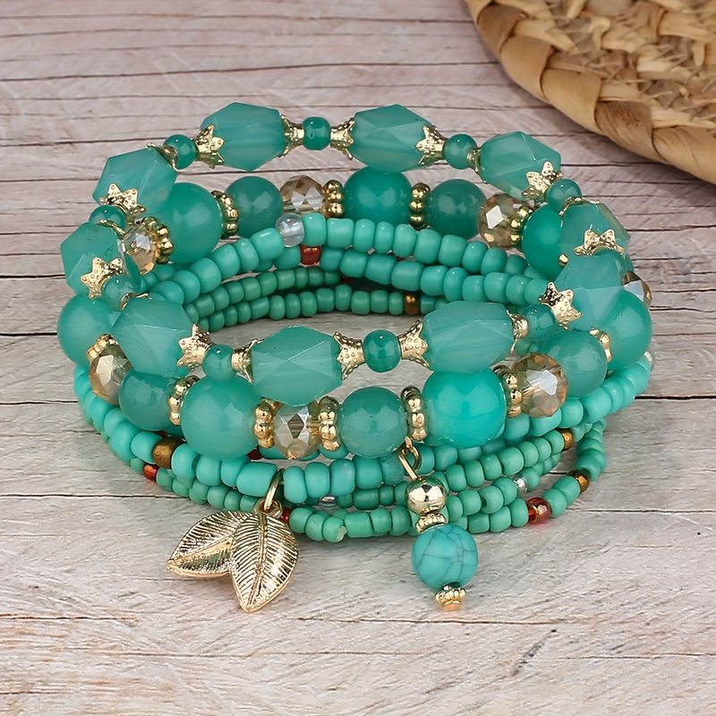 4pcs Rustic Bohemian Leaf Bracelet Set