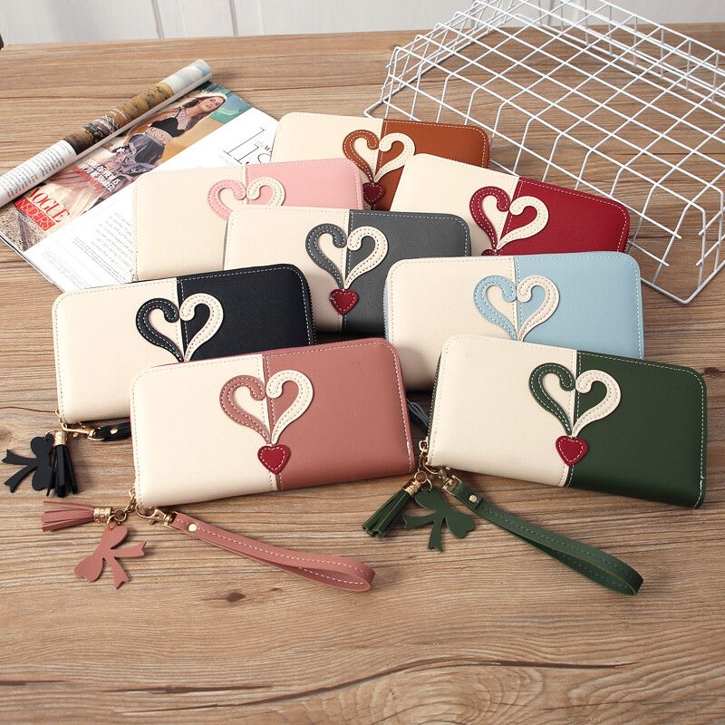Fashion Women's Long Wallet PU Zipper Around Purse Multifunctional Ladies Coin Credit Card Holder Phone Bag Band-held Wristband
