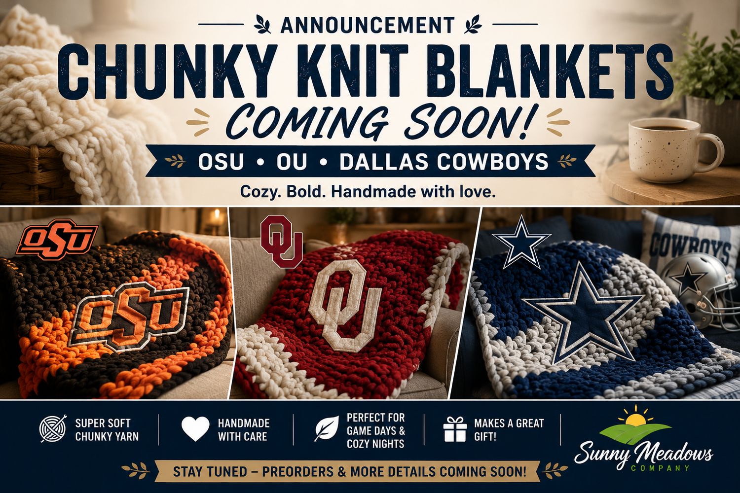 Custom Collegiate &amp; Sports Team Chunky Knit Blanket