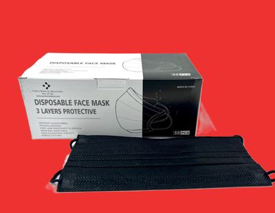 Black Face Mask ( 3 Layers) (50pc)