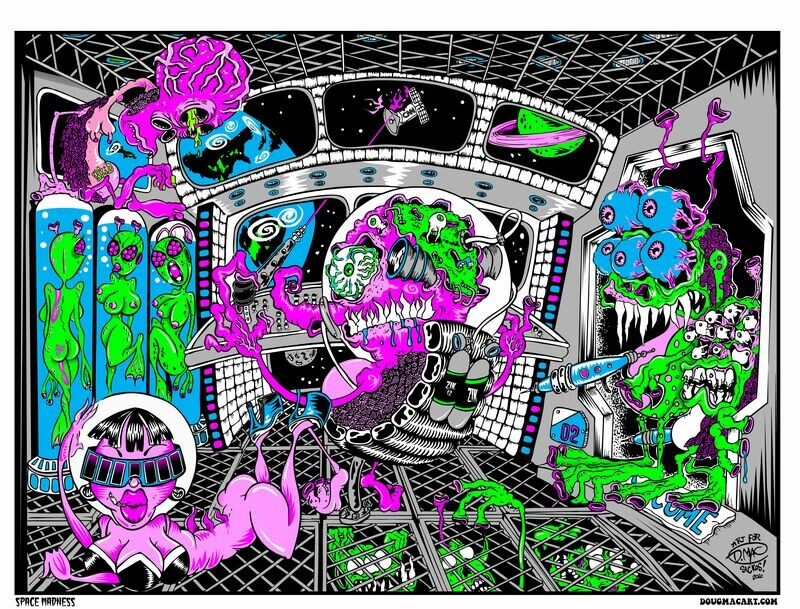 Space Madness Blacklight Silscreened Poster 18x24