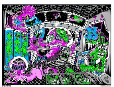 Space Madness Blacklight Silscreened Poster 18x24