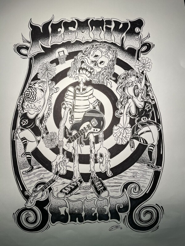Original pen and ink DMac illustration 
16”20”
