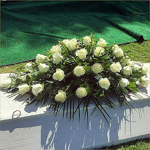 White Roses Casket Cover