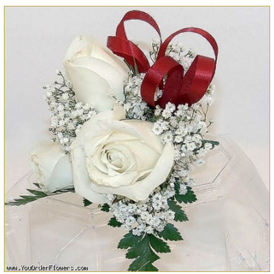 3 Large White Rose Corsage