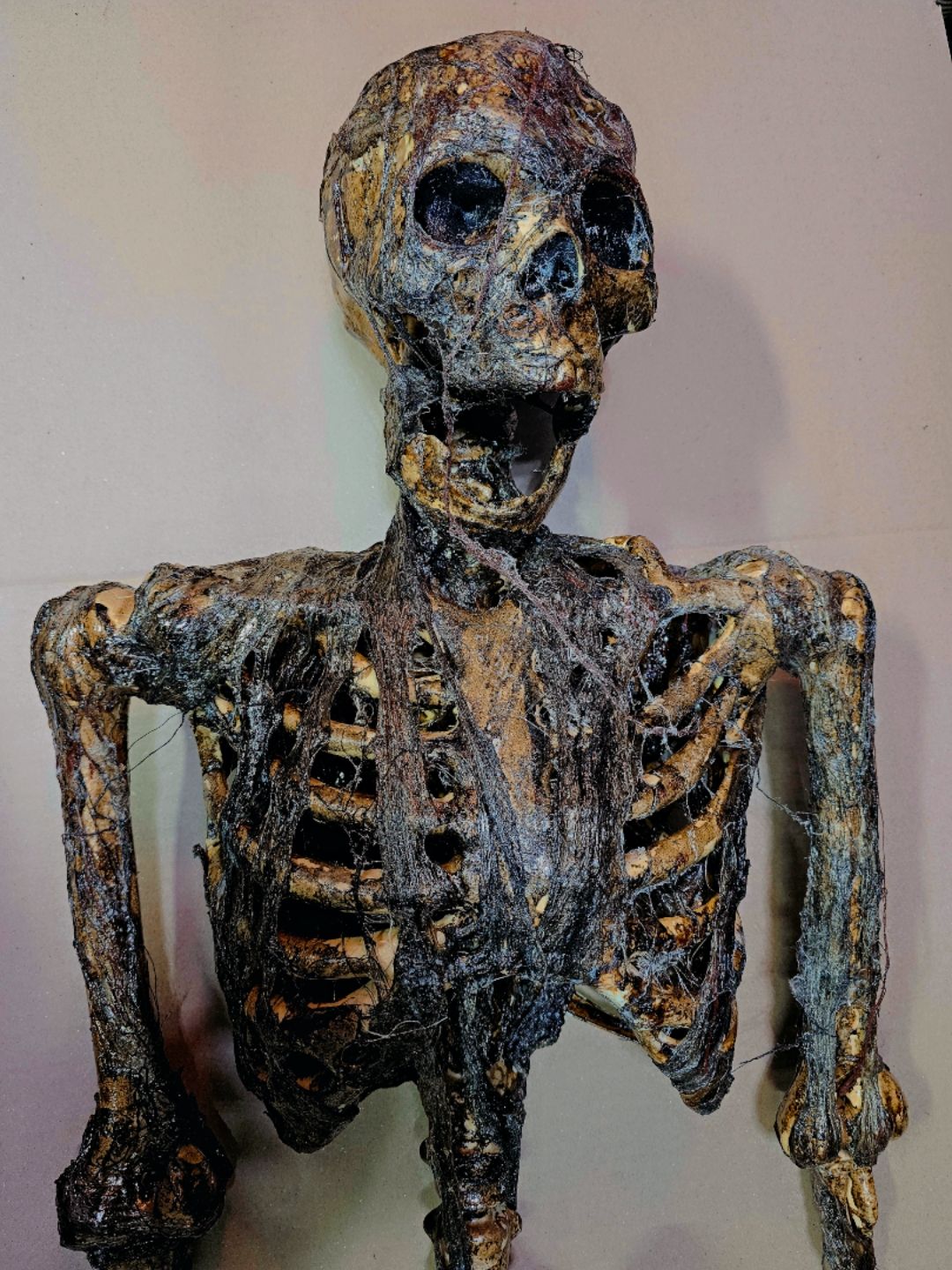 Corpsed / Rotted / Burned Skeleton with LED eyes/mouth/candle with timer