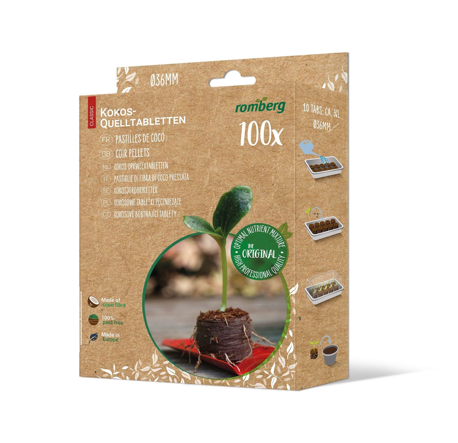 100 Kokos-Quelltabletten Ø36mm
