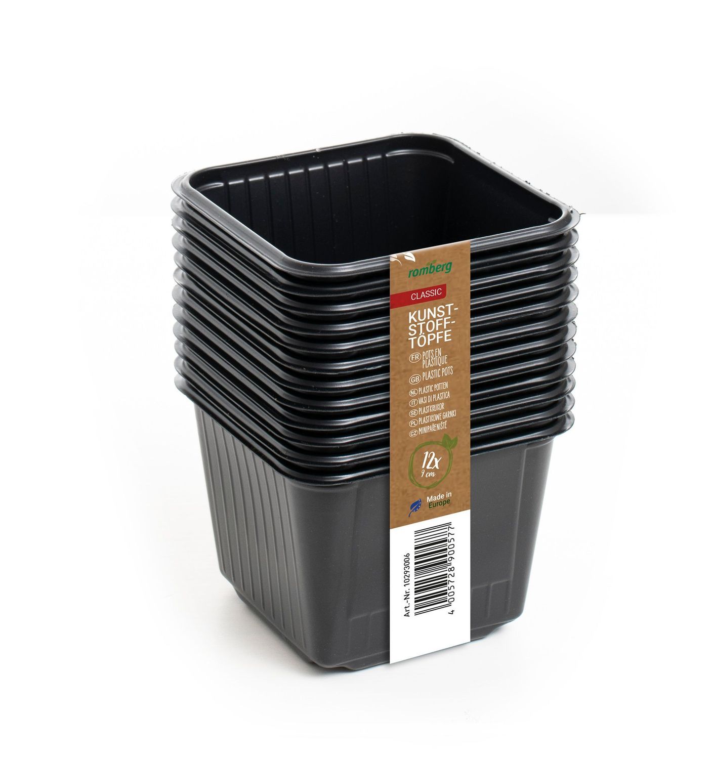 12 Kunstofftöpfe 9 cm schwarz