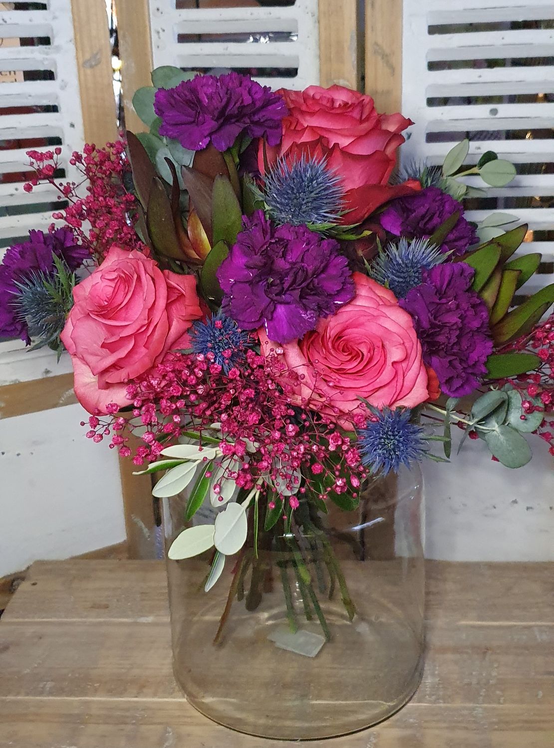 Strauß  " Distel, Rose, Nelke"