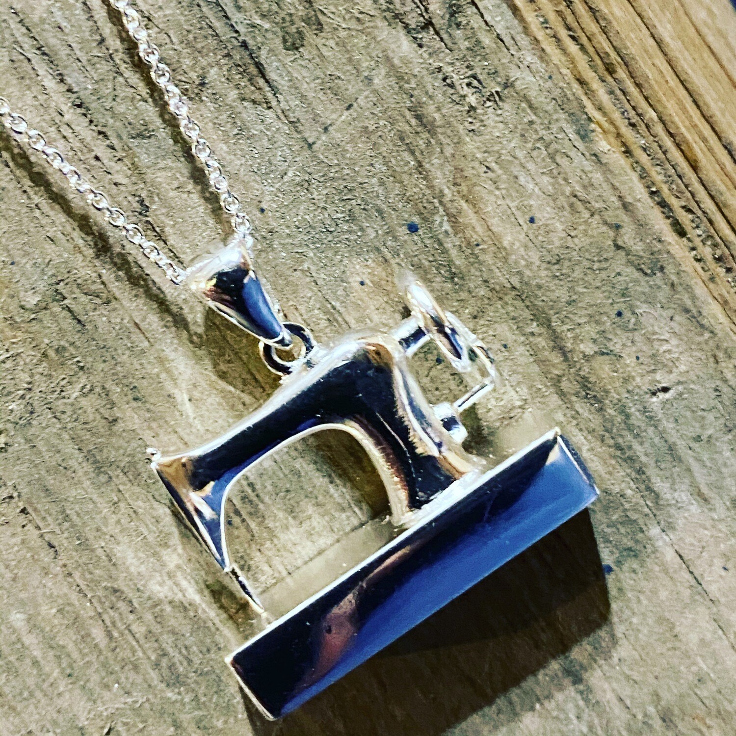 Sewing machine necklace sterling silver