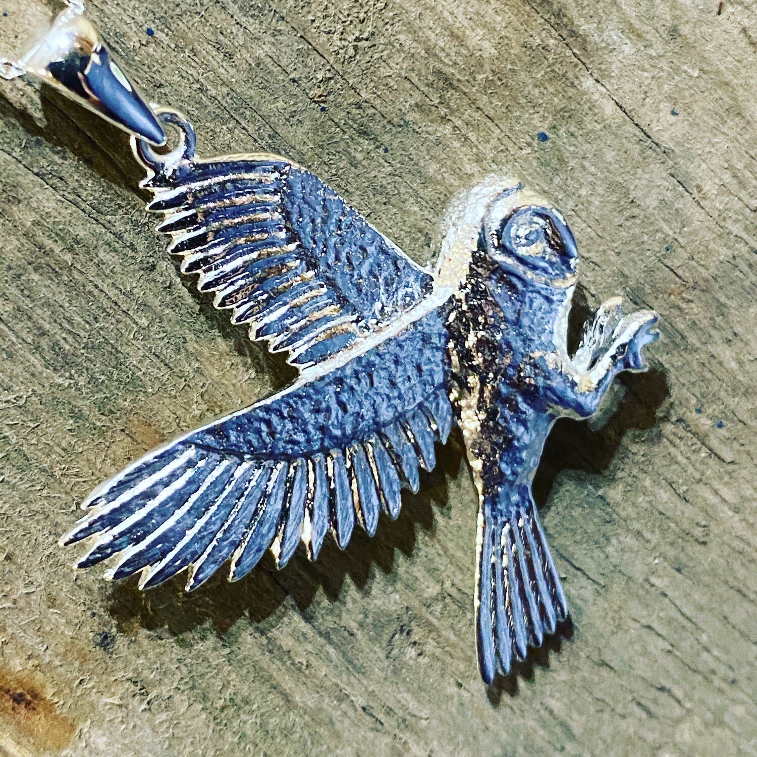 Barn owl necklace sterling silver