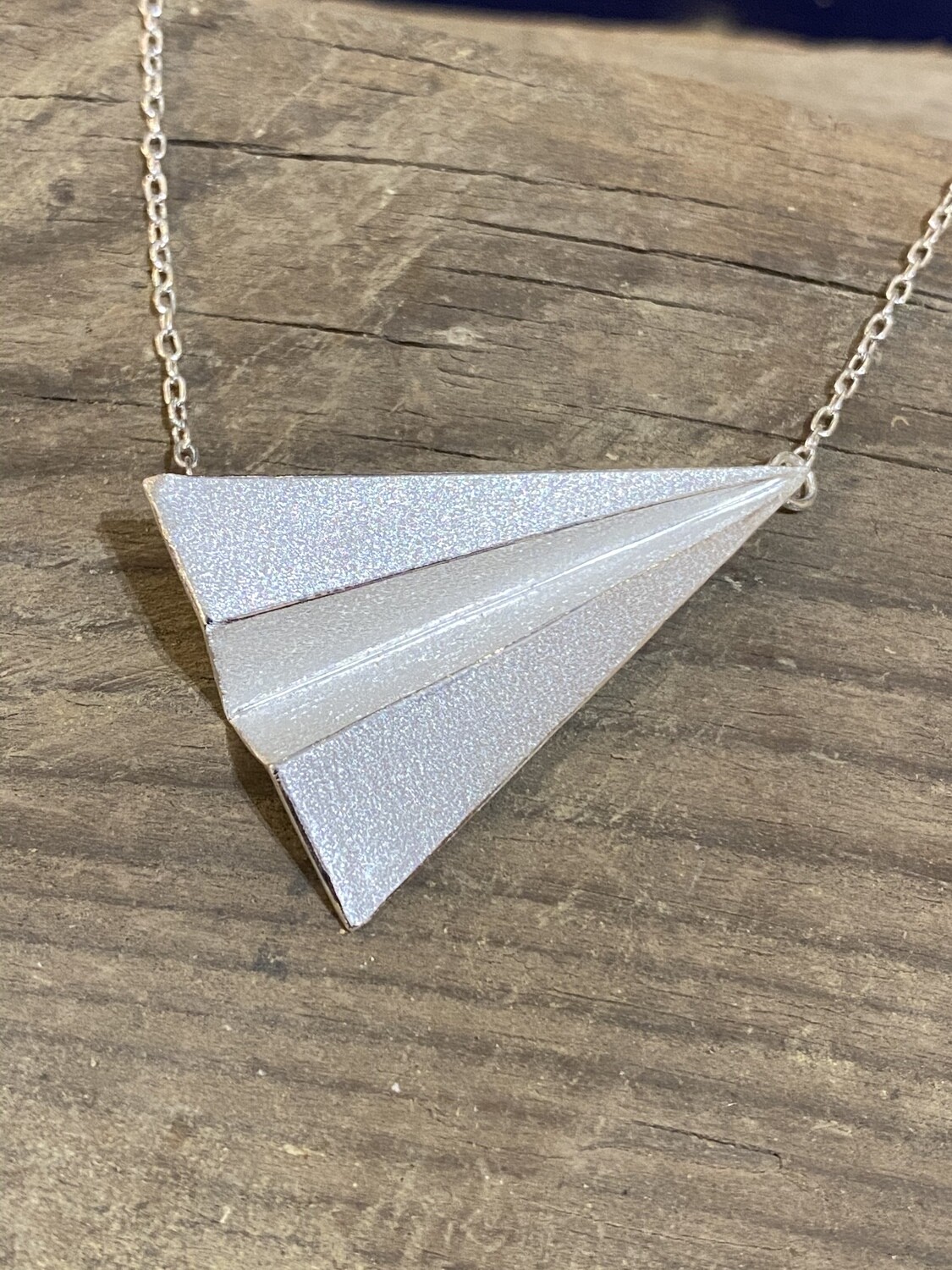 Paper airplane Necklace sterling silver